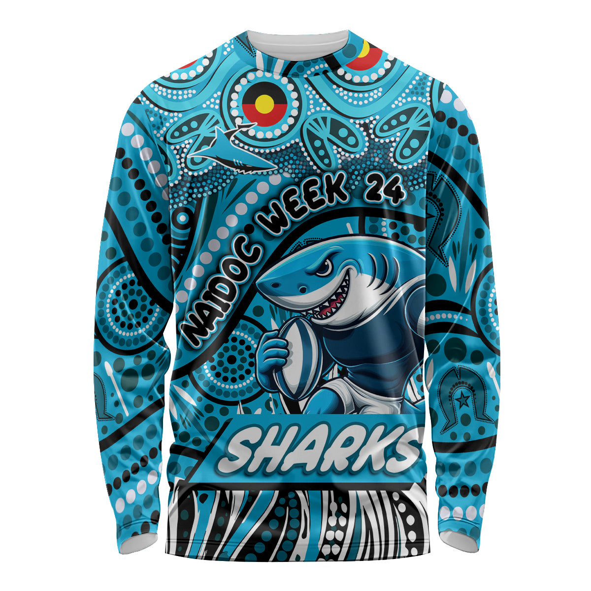Custom Australia NAIDOC Week 2024 Long Sleeve Shirt Sharks Mascot Keep The Fire Burning