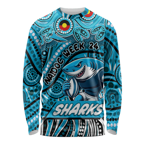 Custom Australia NAIDOC Week 2024 Long Sleeve Shirt Sharks Mascot Keep The Fire Burning