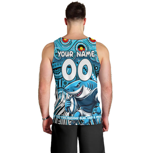 Custom Australia NAIDOC Week 2024 Men Tank Top Sharks Mascot Keep The Fire Burning