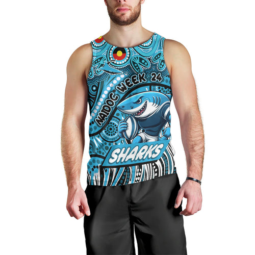 Custom Australia NAIDOC Week 2024 Men Tank Top Sharks Mascot Keep The Fire Burning