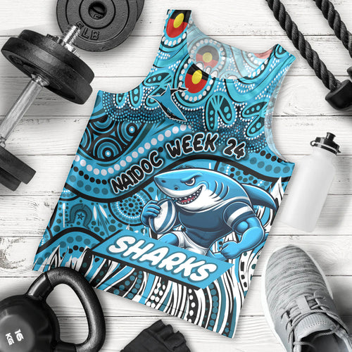Custom Australia NAIDOC Week 2024 Men Tank Top Sharks Mascot Keep The Fire Burning