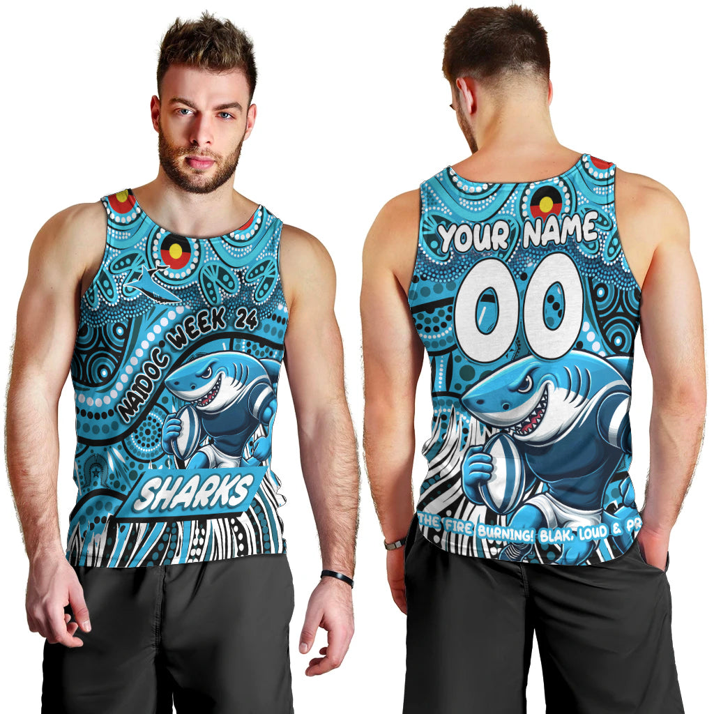 Custom Australia NAIDOC Week 2024 Men Tank Top Sharks Mascot Keep The Fire Burning