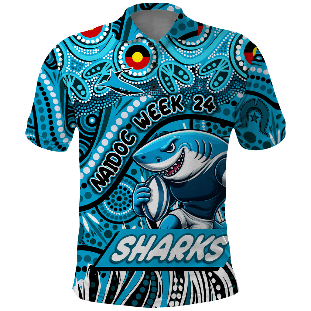Custom Australia NAIDOC Week 2024 Polo Shirt Sharks Mascot Keep The Fire Burning
