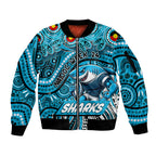Custom Australia NAIDOC Week 2024 Sleeve Zip Bomber Jacket Sharks Mascot Keep The Fire Burning