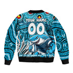 Custom Australia NAIDOC Week 2024 Sleeve Zip Bomber Jacket Sharks Mascot Keep The Fire Burning
