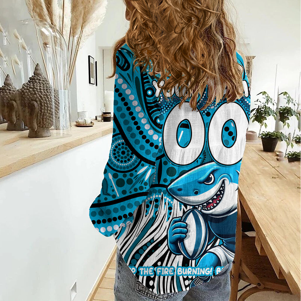 Custom Australia NAIDOC Week 2024 Women Casual Shirt Sharks Mascot Keep The Fire Burning