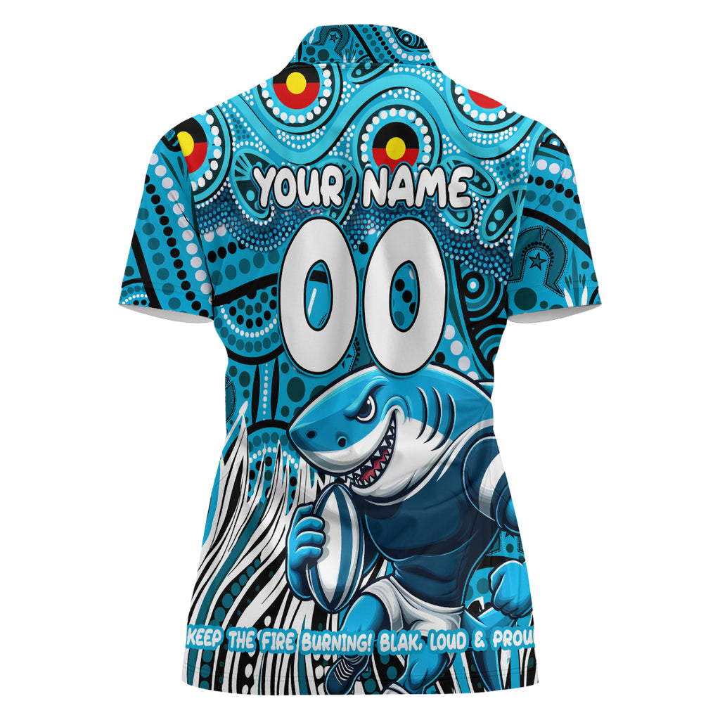 Custom Australia NAIDOC Week 2024 Women Polo Shirt Sharks Mascot Keep The Fire Burning