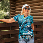 Custom Australia NAIDOC Week 2024 Women Polo Shirt Sharks Mascot Keep The Fire Burning