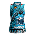 Custom Australia NAIDOC Week 2024 Women Sleeveless Polo Shirt Sharks Mascot Keep The Fire Burning