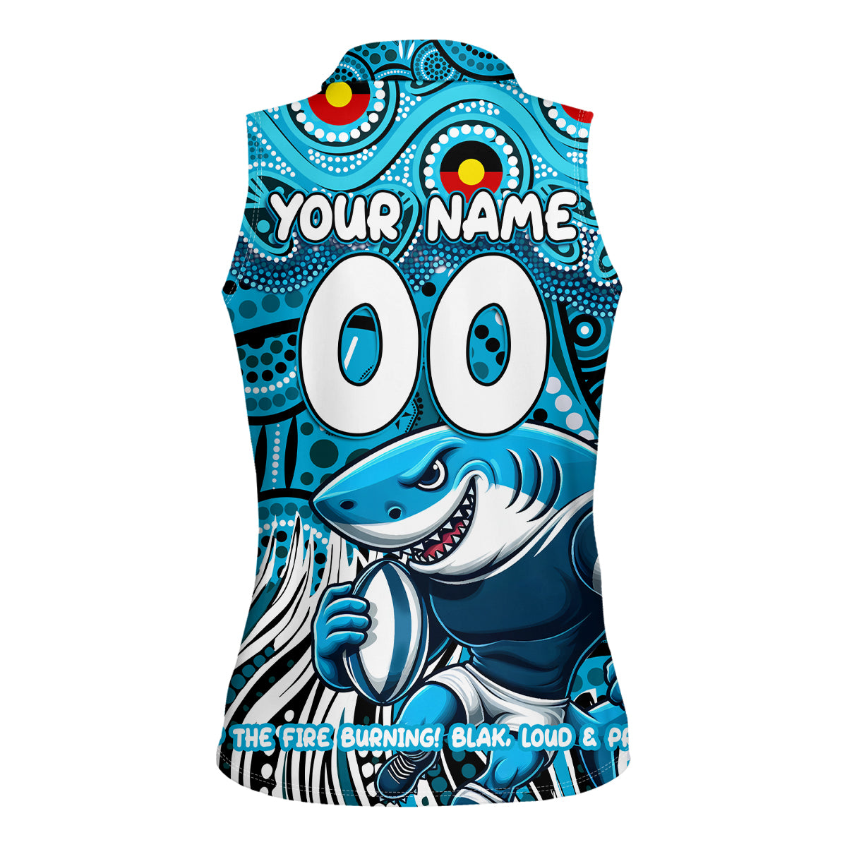 Custom Australia NAIDOC Week 2024 Women Sleeveless Polo Shirt Sharks Mascot Keep The Fire Burning