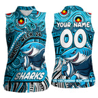 Custom Australia NAIDOC Week 2024 Women Sleeveless Polo Shirt Sharks Mascot Keep The Fire Burning