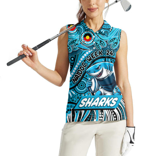 Custom Australia NAIDOC Week 2024 Women Sleeveless Polo Shirt Sharks Mascot Keep The Fire Burning