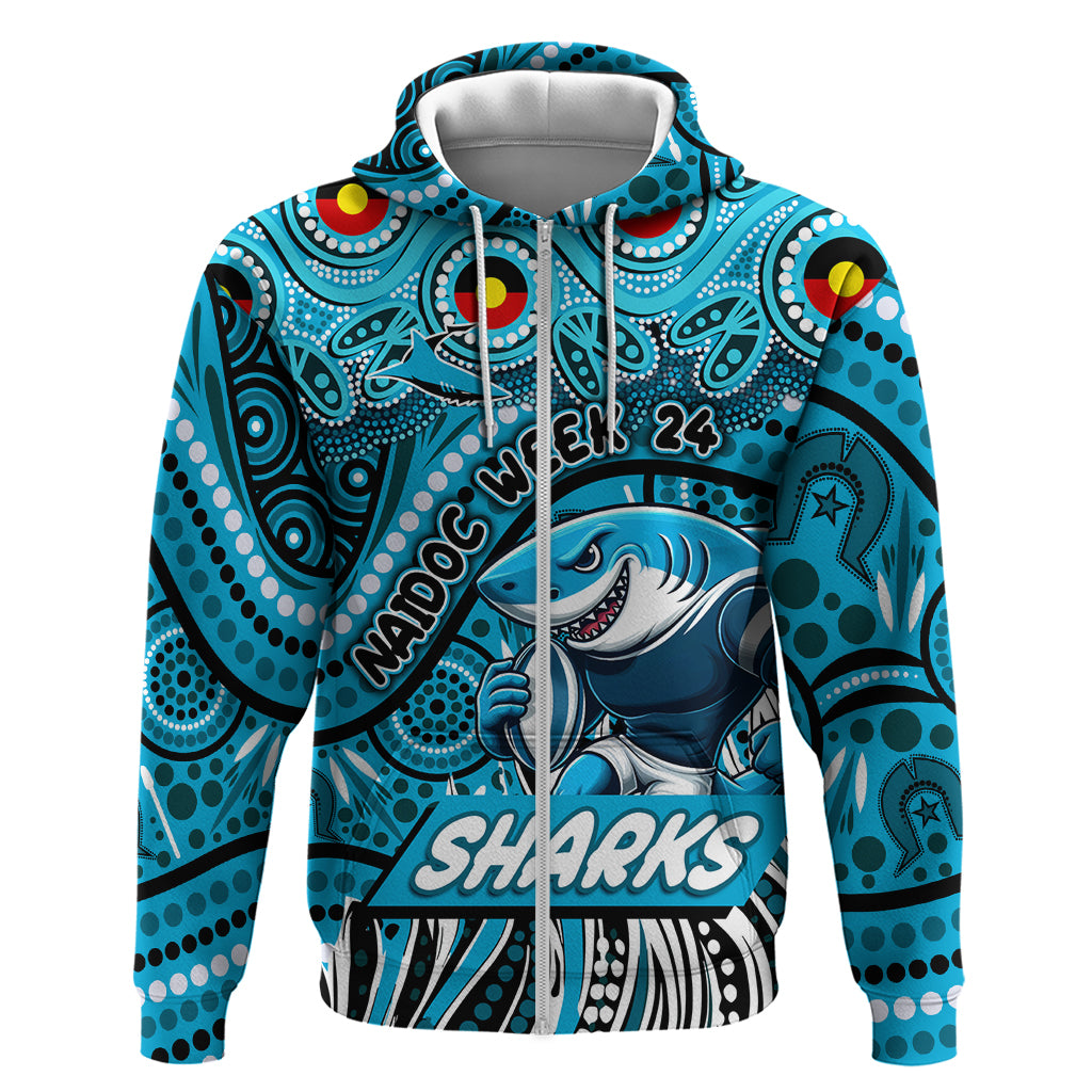 Custom Australia NAIDOC Week 2024 Zip Hoodie Sharks Mascot Keep The Fire Burning
