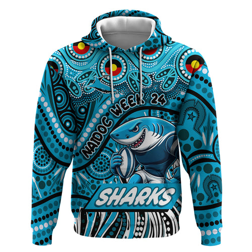 Custom Australia NAIDOC Week 2024 Zip Hoodie Sharks Mascot Keep The Fire Burning