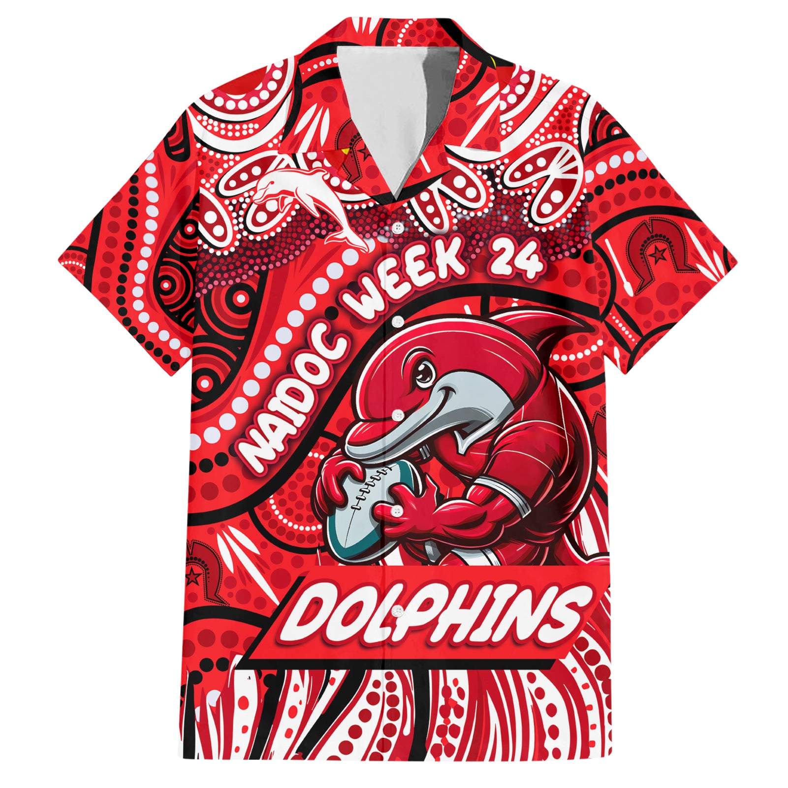 Custom Australia NAIDOC Week 2024 Hawaiian Shirt Dolphins Mascot Keep The Fire Burning