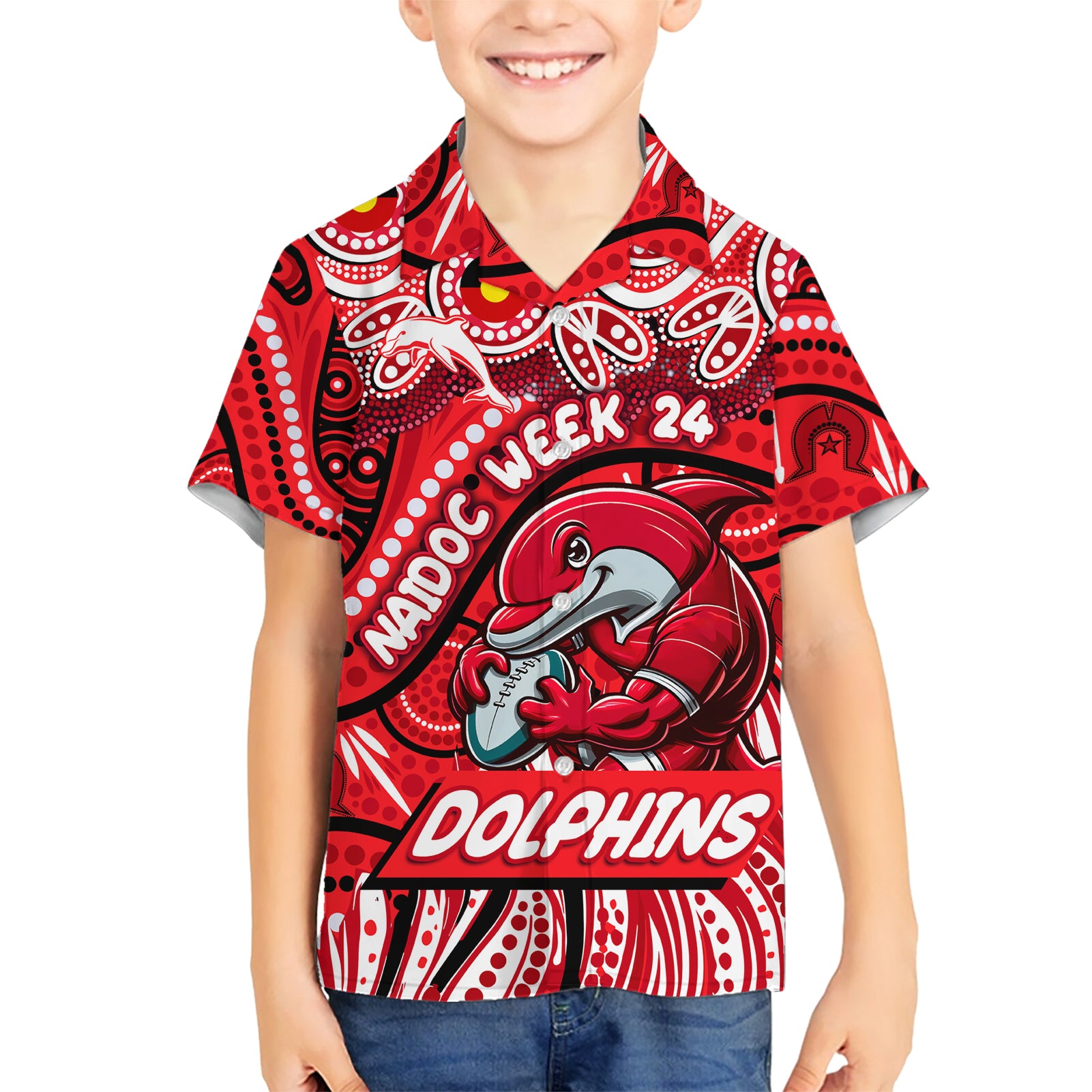 Custom Australia NAIDOC Week 2024 Hawaiian Shirt Dolphins Mascot Keep The Fire Burning