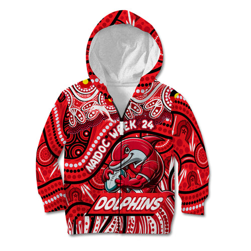 Custom Australia NAIDOC Week 2024 Kid Hoodie Dolphins Mascot Keep The Fire Burning