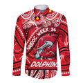 Custom Australia NAIDOC Week 2024 Long Sleeve Button Shirt Dolphins Mascot Keep The Fire Burning