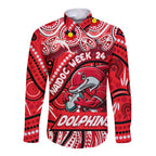 Custom Australia NAIDOC Week 2024 Long Sleeve Button Shirt Dolphins Mascot Keep The Fire Burning