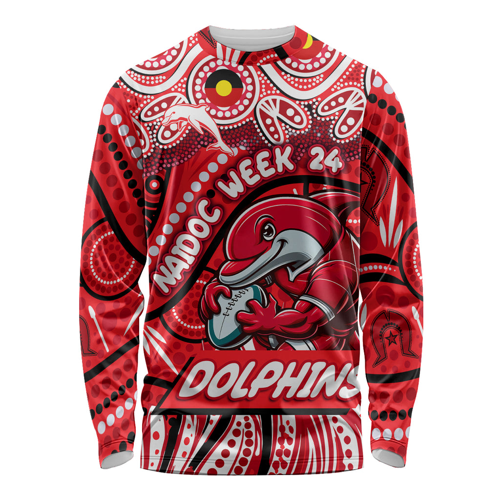 Custom Australia NAIDOC Week 2024 Long Sleeve Shirt Dolphins Mascot Keep The Fire Burning