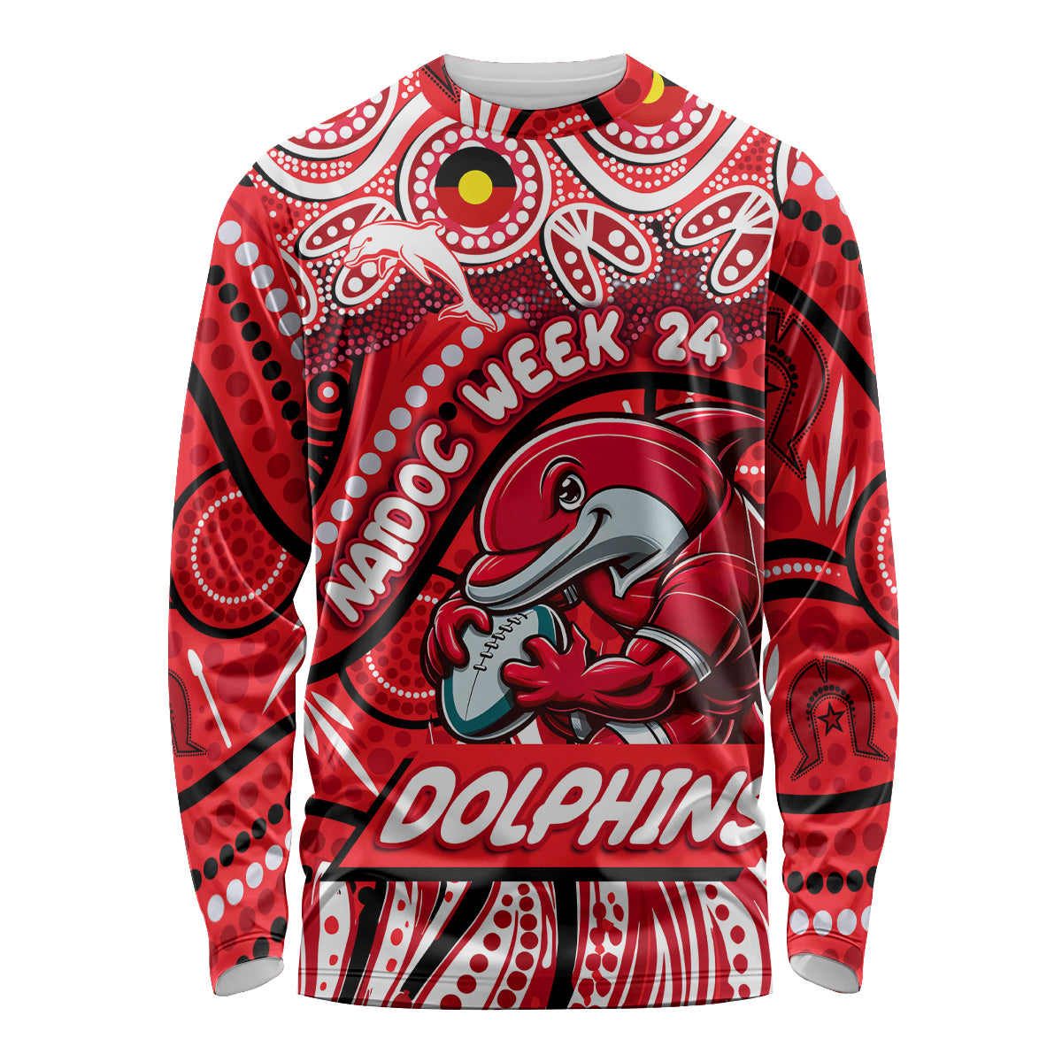 Custom Australia NAIDOC Week 2024 Long Sleeve Shirt Dolphins Mascot Keep The Fire Burning