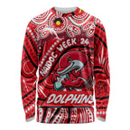 Custom Australia NAIDOC Week 2024 Long Sleeve Shirt Dolphins Mascot Keep The Fire Burning