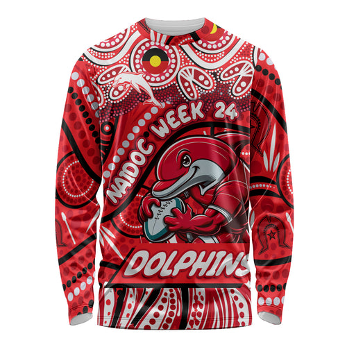 Custom Australia NAIDOC Week 2024 Long Sleeve Shirt Dolphins Mascot Keep The Fire Burning