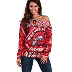 Custom Australia NAIDOC Week 2024 Off Shoulder Sweater Dolphins Mascot Keep The Fire Burning