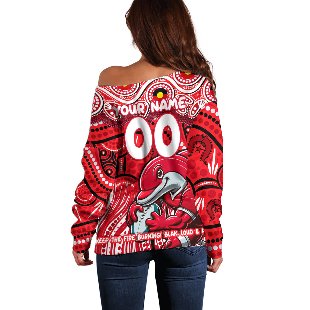 Custom Australia NAIDOC Week 2024 Off Shoulder Sweater Dolphins Mascot Keep The Fire Burning