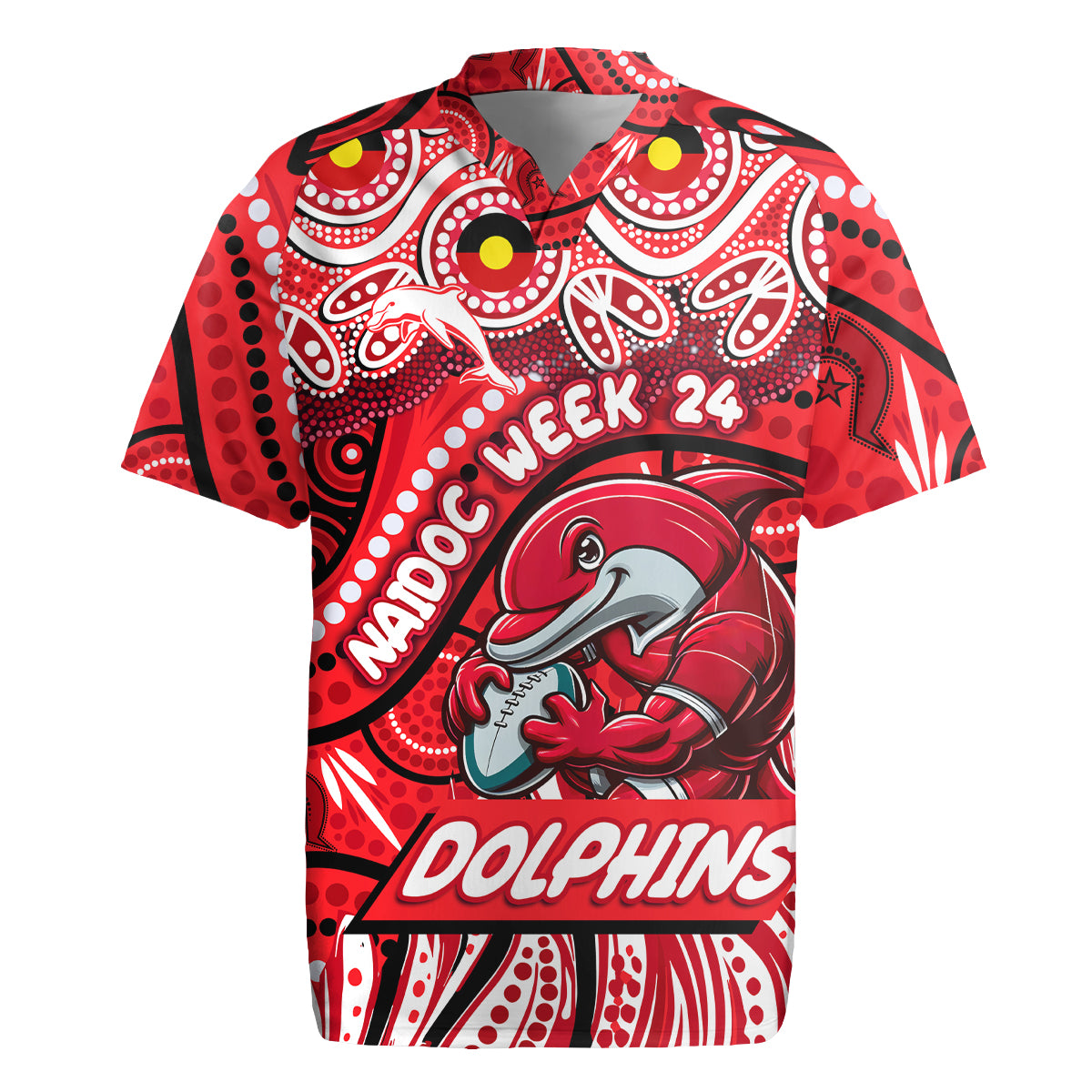Custom Australia NAIDOC Week 2024 Rugby Jersey Dolphins Mascot Keep The Fire Burning