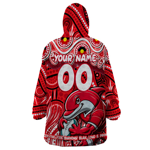 Custom Australia NAIDOC Week 2024 Wearable Blanket Hoodie Dolphins Mascot Keep The Fire Burning