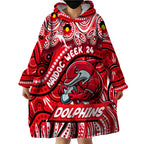 Custom Australia NAIDOC Week 2024 Wearable Blanket Hoodie Dolphins Mascot Keep The Fire Burning