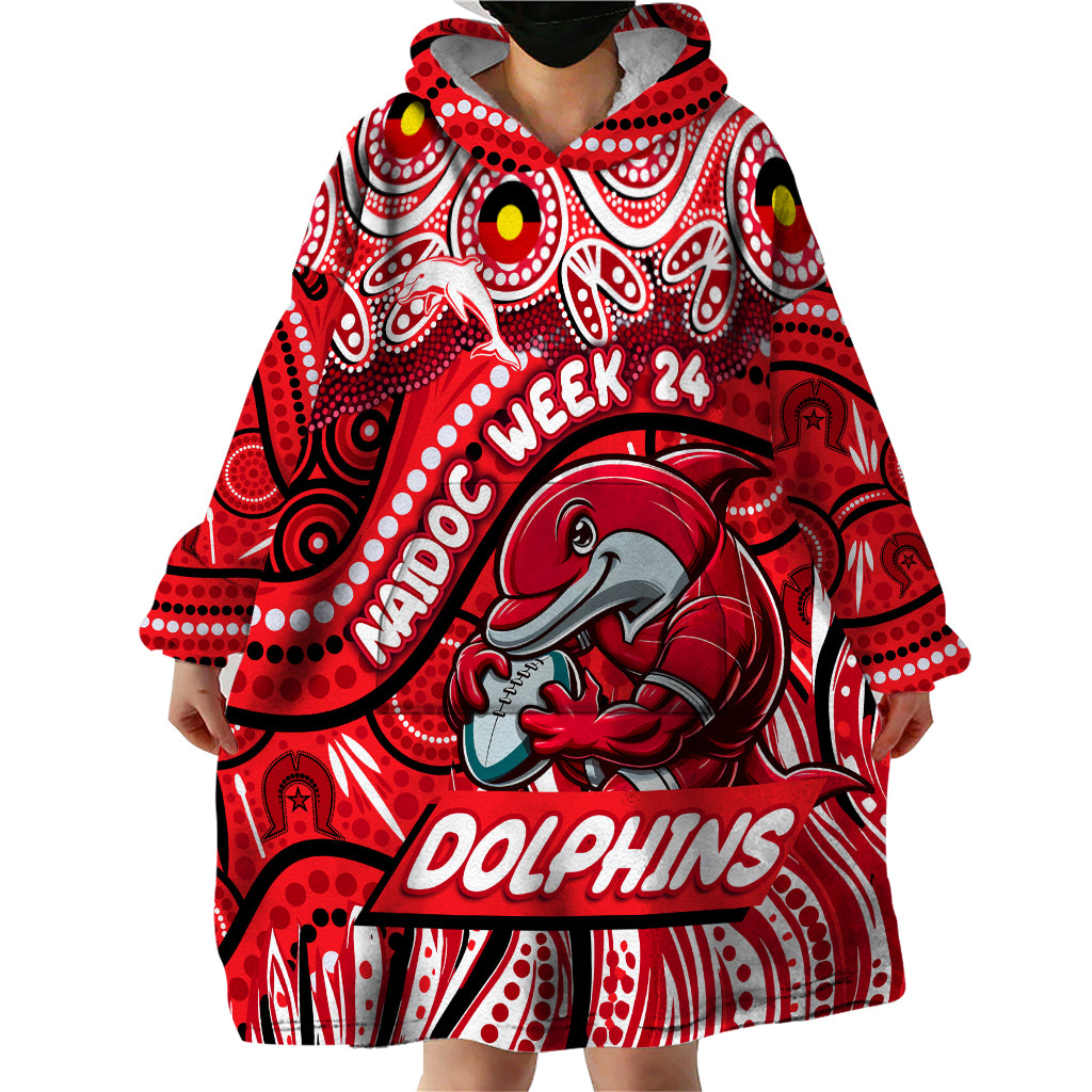 Custom Australia NAIDOC Week 2024 Wearable Blanket Hoodie Dolphins Mascot Keep The Fire Burning