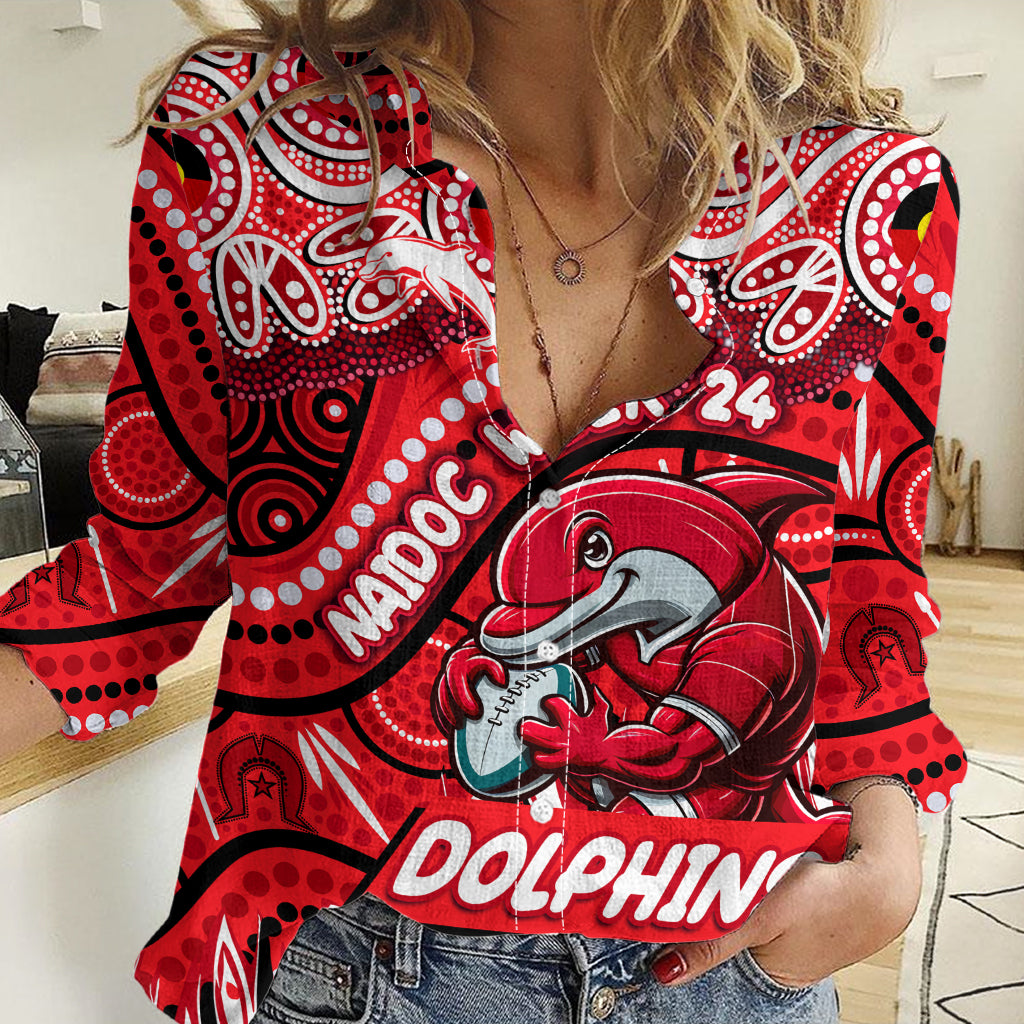 Custom Australia NAIDOC Week 2024 Women Casual Shirt Dolphins Mascot Keep The Fire Burning