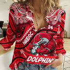 Custom Australia NAIDOC Week 2024 Women Casual Shirt Dolphins Mascot Keep The Fire Burning
