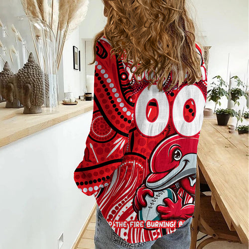 Custom Australia NAIDOC Week 2024 Women Casual Shirt Dolphins Mascot Keep The Fire Burning