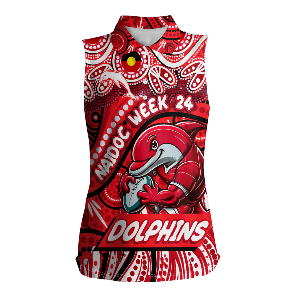 Custom Australia NAIDOC Week 2024 Women Sleeveless Polo Shirt Dolphins Mascot Keep The Fire Burning