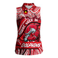 Custom Australia NAIDOC Week 2024 Women Sleeveless Polo Shirt Dolphins Mascot Keep The Fire Burning