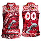 Custom Australia NAIDOC Week 2024 Women Sleeveless Polo Shirt Dolphins Mascot Keep The Fire Burning