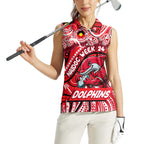 Custom Australia NAIDOC Week 2024 Women Sleeveless Polo Shirt Dolphins Mascot Keep The Fire Burning