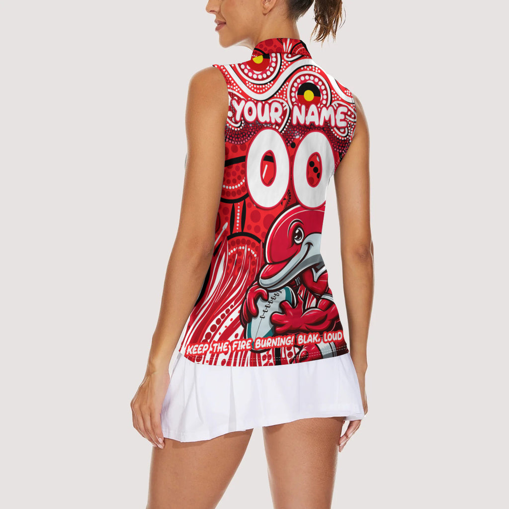 Custom Australia NAIDOC Week 2024 Women Sleeveless Polo Shirt Dolphins Mascot Keep The Fire Burning