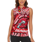Custom Australia NAIDOC Week 2024 Women Sleeveless Polo Shirt Dolphins Mascot Keep The Fire Burning