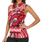 Custom Australia NAIDOC Week 2024 Women Sleeveless Polo Shirt Dolphins Mascot Keep The Fire Burning