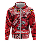 Custom Australia NAIDOC Week 2024 Zip Hoodie Dolphins Mascot Keep The Fire Burning