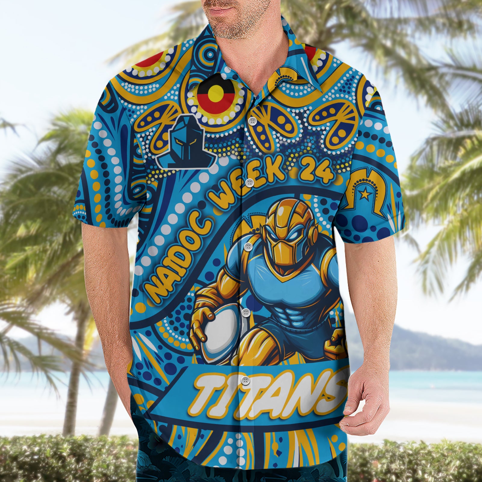 Custom Australia NAIDOC Week 2024 Hawaiian Shirt Titans Mascot Keep The Fire Burning