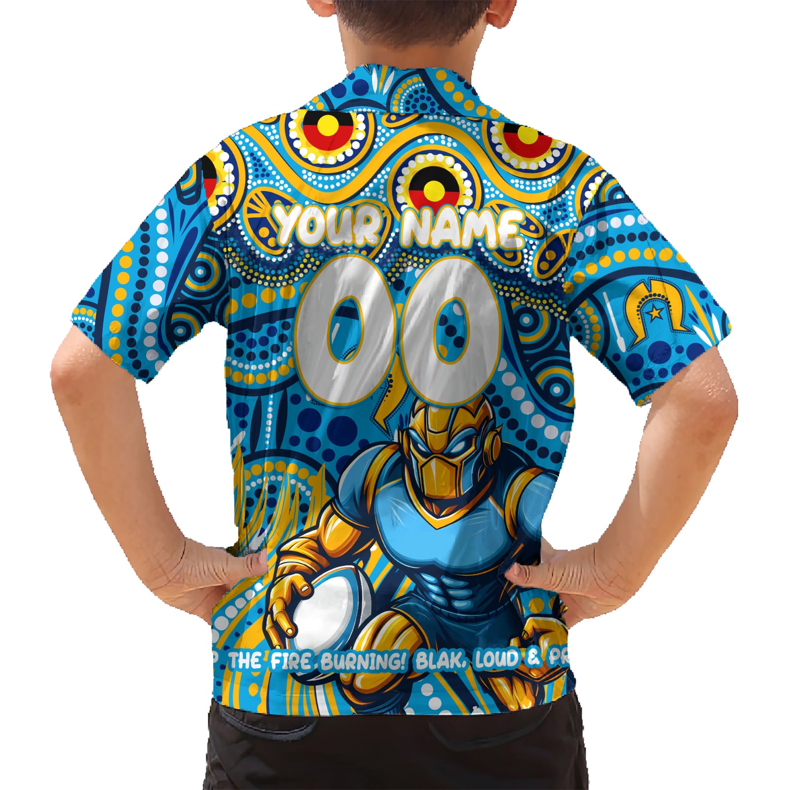 Custom Australia NAIDOC Week 2024 Kid Hawaiian Shirt Titans Mascot Keep The Fire Burning