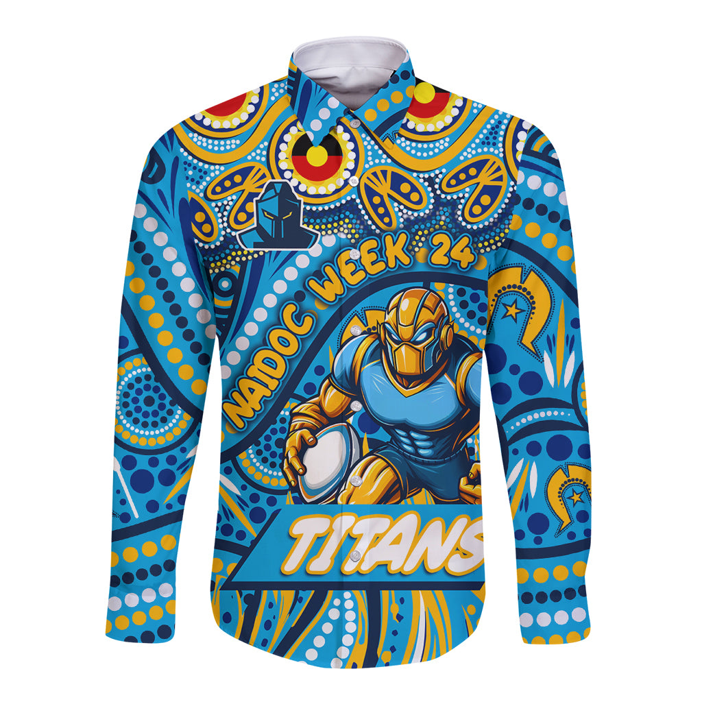 Custom Australia NAIDOC Week 2024 Long Sleeve Button Shirt Titans Mascot Keep The Fire Burning