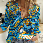 Custom Australia NAIDOC Week 2024 Women Casual Shirt Titans Mascot Keep The Fire Burning