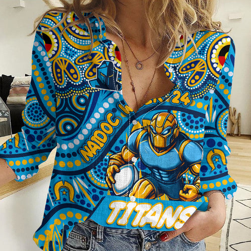 Custom Australia NAIDOC Week 2024 Women Casual Shirt Titans Mascot Keep The Fire Burning