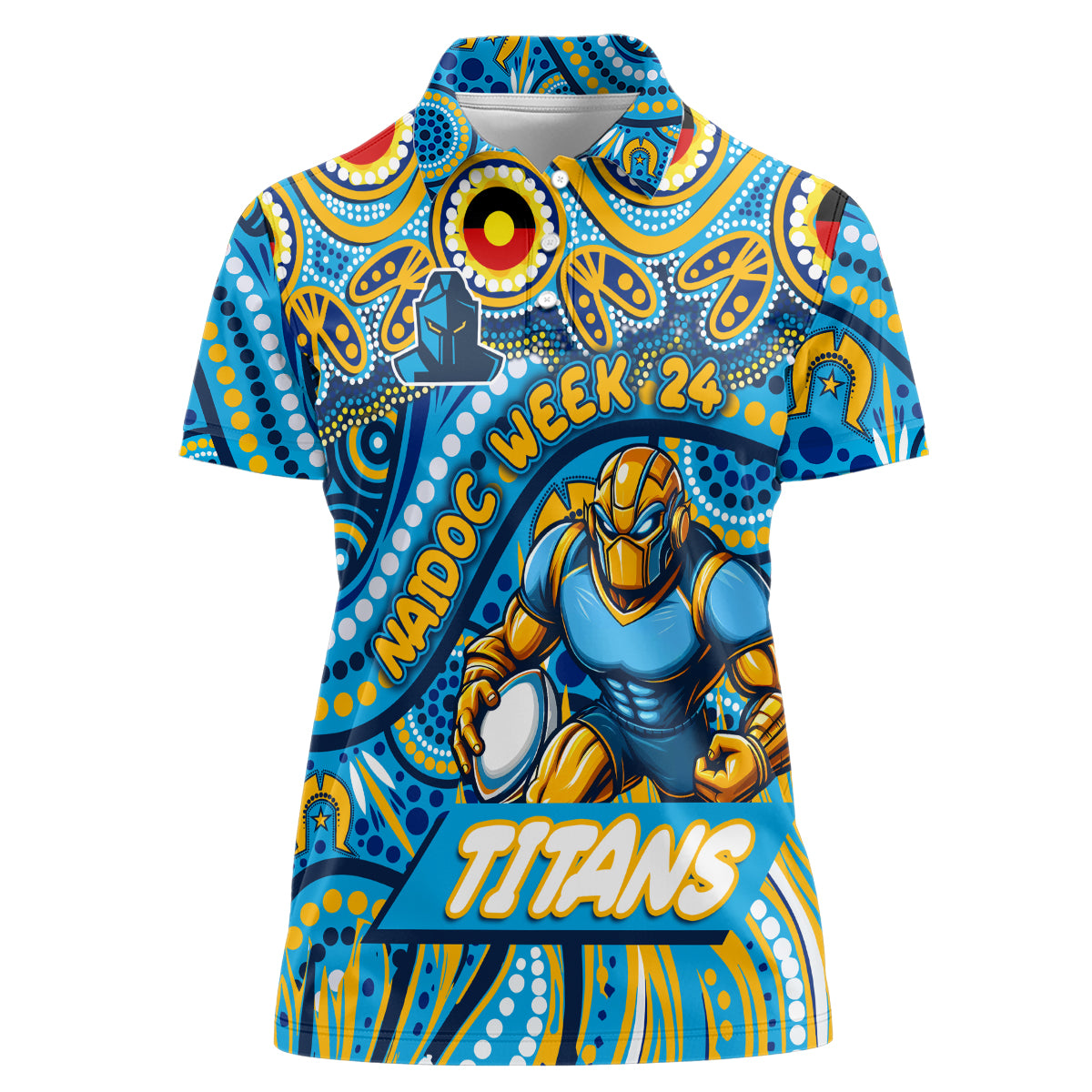 Custom Australia NAIDOC Week 2024 Women Polo Shirt Titans Mascot Keep The Fire Burning